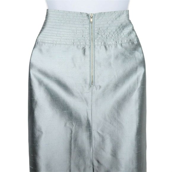 New Eccoci Carlisle Silk Pencil Skirt 6 Powdered Blue Knee Length Lined Academia - Picture 10 of 11